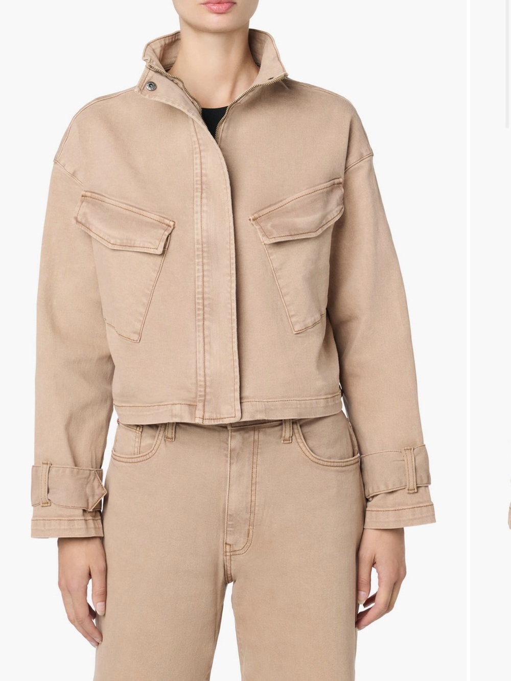 Hudson Jeans Belted Cropped Jacket Vintage Khaki S NWT